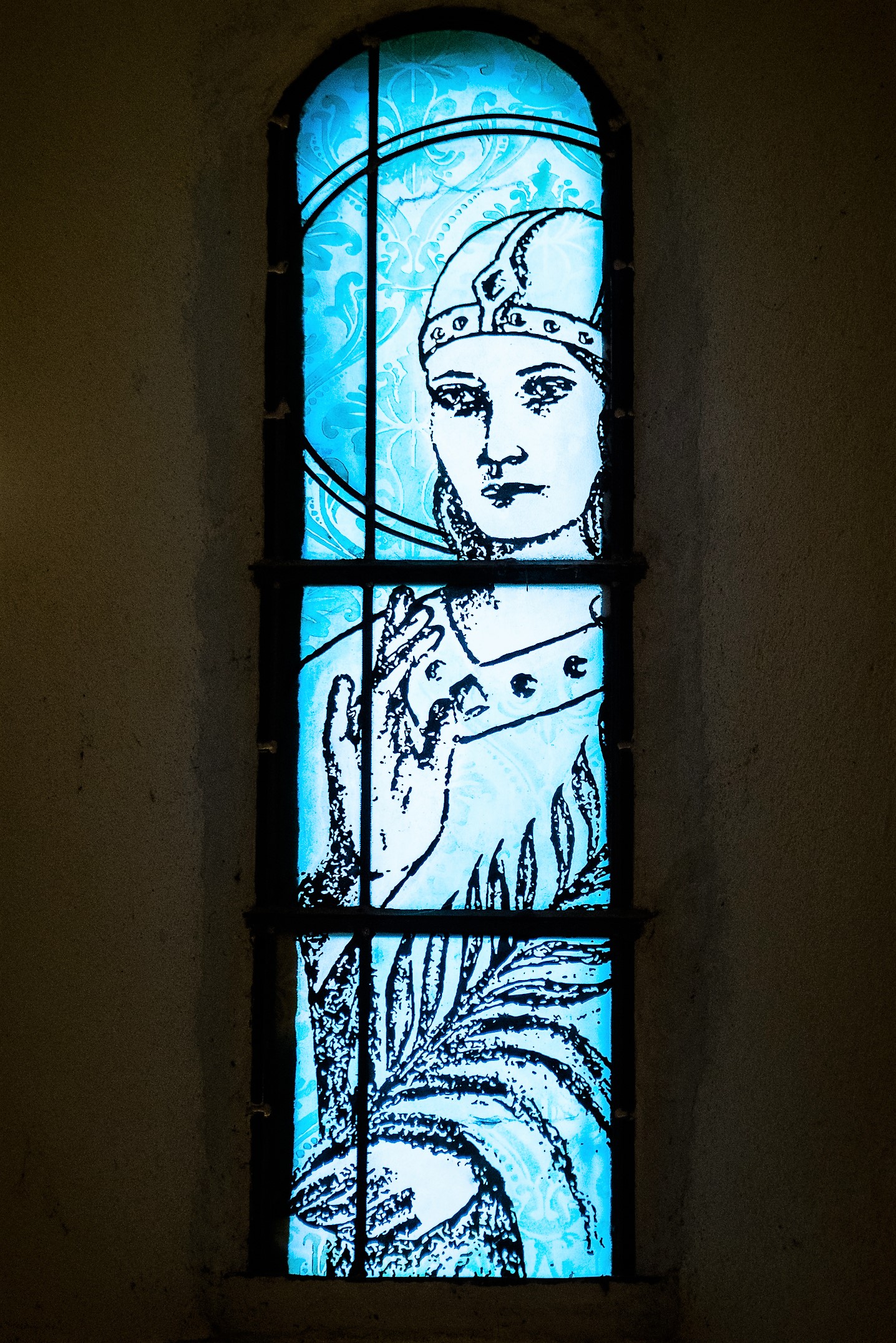 Vitrail de Sainte Foy dans la chapelle
